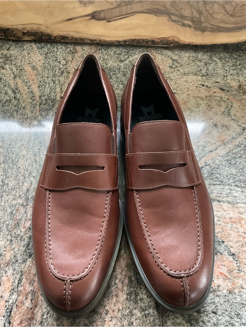 Mephisto Kurtis Brown Leather Moccasin Cushioned Dress Shoe